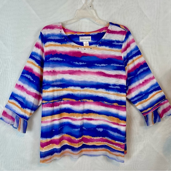 Alfred Dunner Striped Classic Bright Colors Tunic Top / Large - Picture 1 of 7